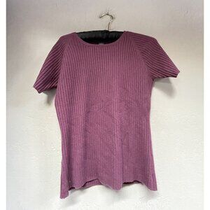 Mendocino  Cashmere Women's Small Casual Short Sleeve Purple Ribbed T-Shirt Top